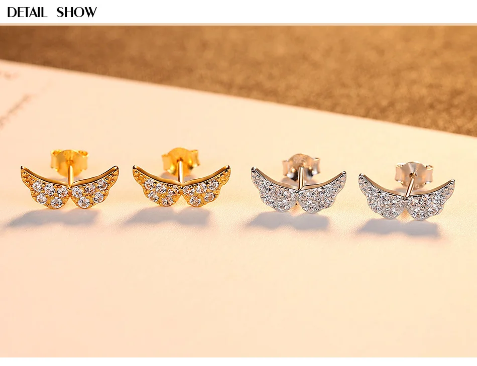 

S925 pure silver earrings female fashion creative zircon wings earrings silver jewelry LBM08