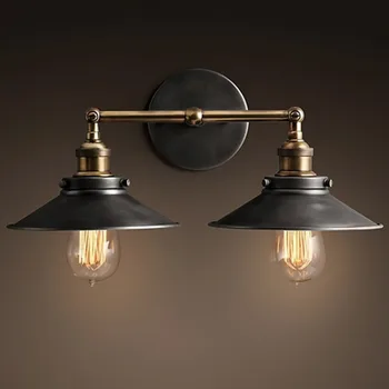 

Modern Vintage Loft Metal Double Heads Wall Light Retro Brass Wall Lamp Country Style E27 Edison Sconce Lamp Fixtures 110V/220V