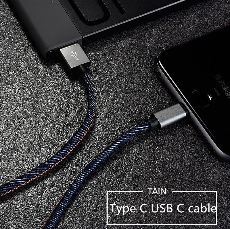 Usb-кабель type-C, универсальный джинсовый usb-кабель, плетеный кабель для зарядки и синхронизации данных, шнур для Xiaomi 5/5s Plus Note2 Redmi Pro