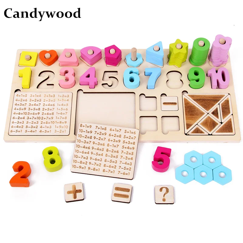 

Wooden Montessori Materials Learning to Count Numbers Matching Digital Shape Match Early Education Teaching Math Toys kids Child