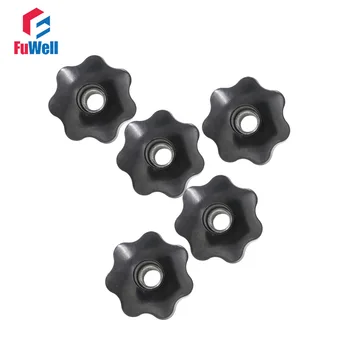 

5pcs M12 x 50mm Female Thread Star Nut Knob Handles 12mm Thread 50mm Head Diameter 7 Star Sharped Through Hole Clamping Knobs