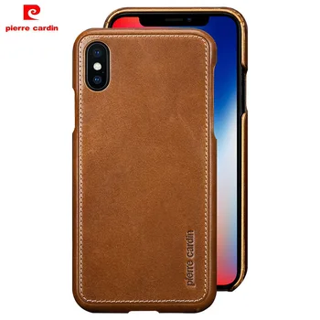 

Pierre Cardin Phone Case For iPhone X 10 Case Luxury Original Genuine Leather Coque for iPhone X Cover Ultra Thin Accessories