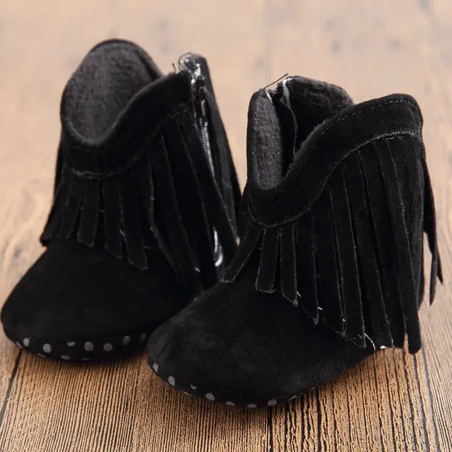 Genuine Leather Booties Boots Moccasins Moccs Baby Infant Toddler Fringe