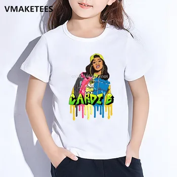 

Kids Summer Short Sleeve Girls & Boys T shirt Children Hip Hop Rapper Cardi B Print T-shirt Funny Casual Baby Clothes,ooo5260