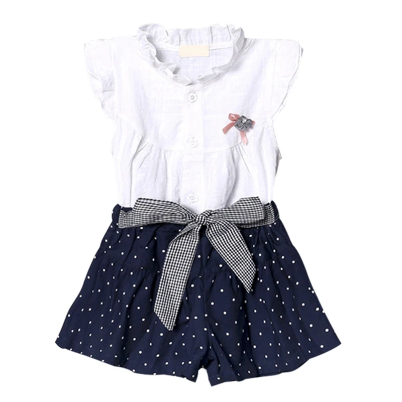 Baby Girl Clothes Children Girls Casual Summer Fly Sleeve T-shirt+Dot Shorts Suits 2Pcs Costume Set Clothes for Girls Baby Girl Clothes Children Girls Casual Summer Fly Sleeve T-shirt+Dot Shorts Suits 2Pcs Costume Set Clothes for Girls