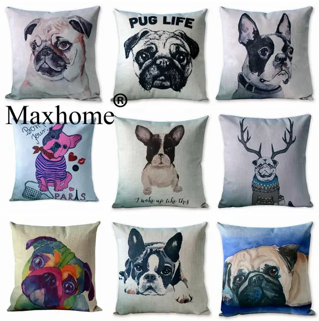 Aliexpress Nordic Style Animal Pillowcase Painting French Nordic Style Animal Pillowcase Painting French Bulldog And Pug Cushion Decorative Pillows Home Decor Throw Pillow