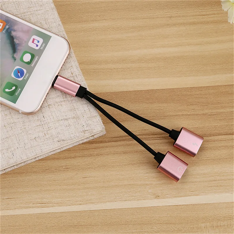 2 in 1 Headphone Adapter For iphone7/iphoneX/8/8Plus Dual USB Headphone Adapter Cable Charging & Listening Music Splitter Cord 2 in 1 Headphone Adapter For iphone7/iphoneX/8/8Plus Dual USB Headphone Adapter Cable Charging & Listening Music Splitter Cord