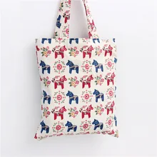 YILE хлопчатобумажная холщовая хозяйственная сумка через плечо сумка для переноски эко многоразовая сумка с принтом лошадей и цветов