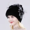 Female Real Genuine Rex Rabbit Fur Cap Russian Winter Knitted Real Rex Rabbit Fur Hat Women Real Rabbit Fox Fur Skullies Beanies 5