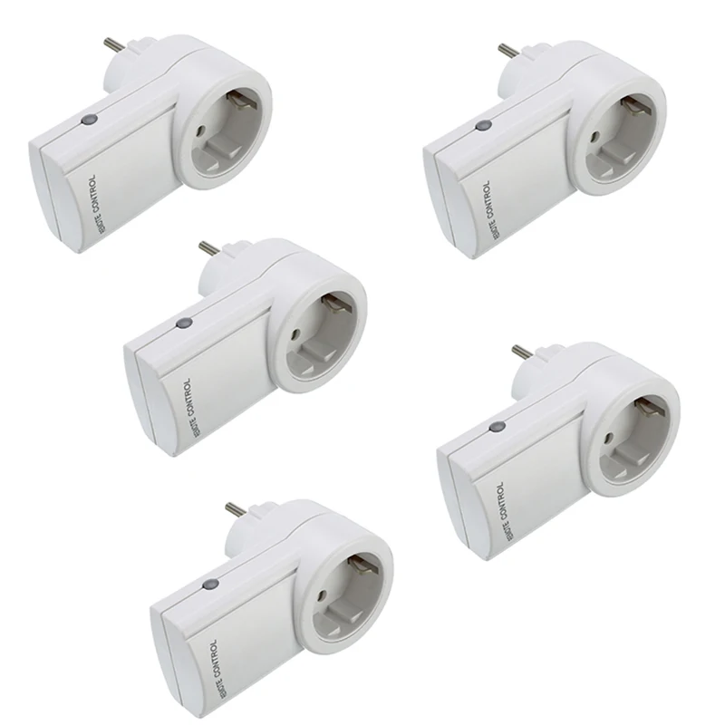 

EU Plug 5pcs Pack Wireless Remote Control Power Outlet Light Switch Plug Socket Room Night Energy Saving Lights Socket