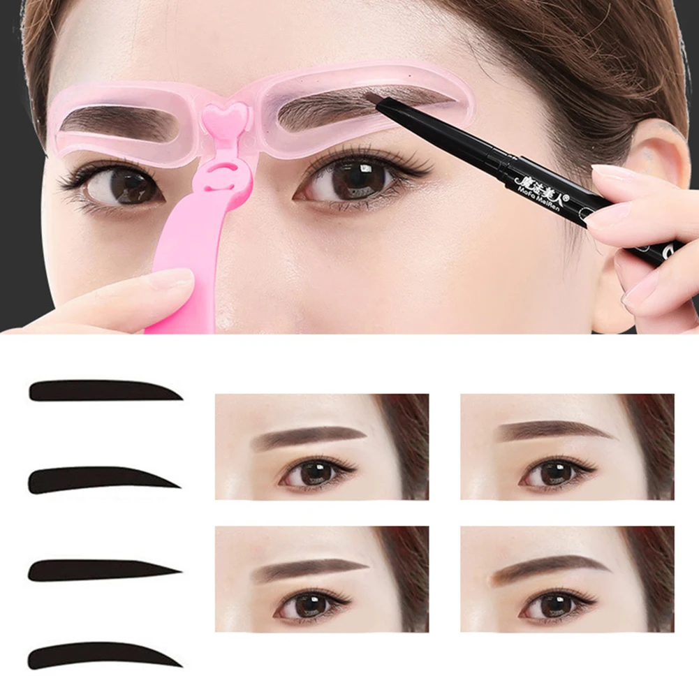 

4 styles Reusable Makup Eyebrow Model Template Eyebrow Shaper Defining Stencils