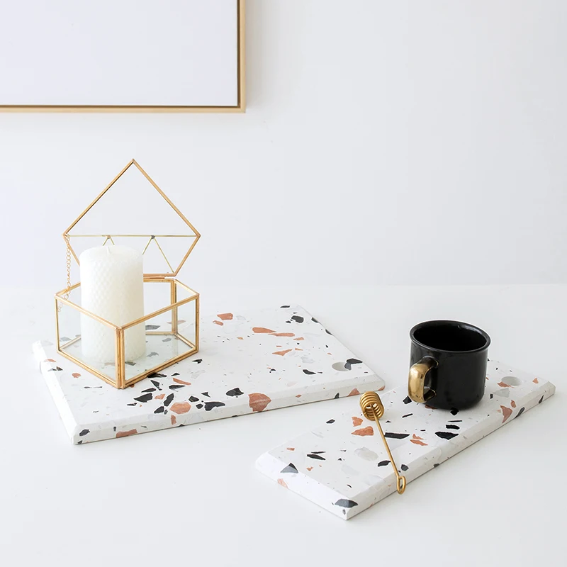 

Terrazzo Dessert Tray Food Bread Coffee Display Dishes for Restaurant Dessert Shop Supplies Home Wedding Party Tableware Tools