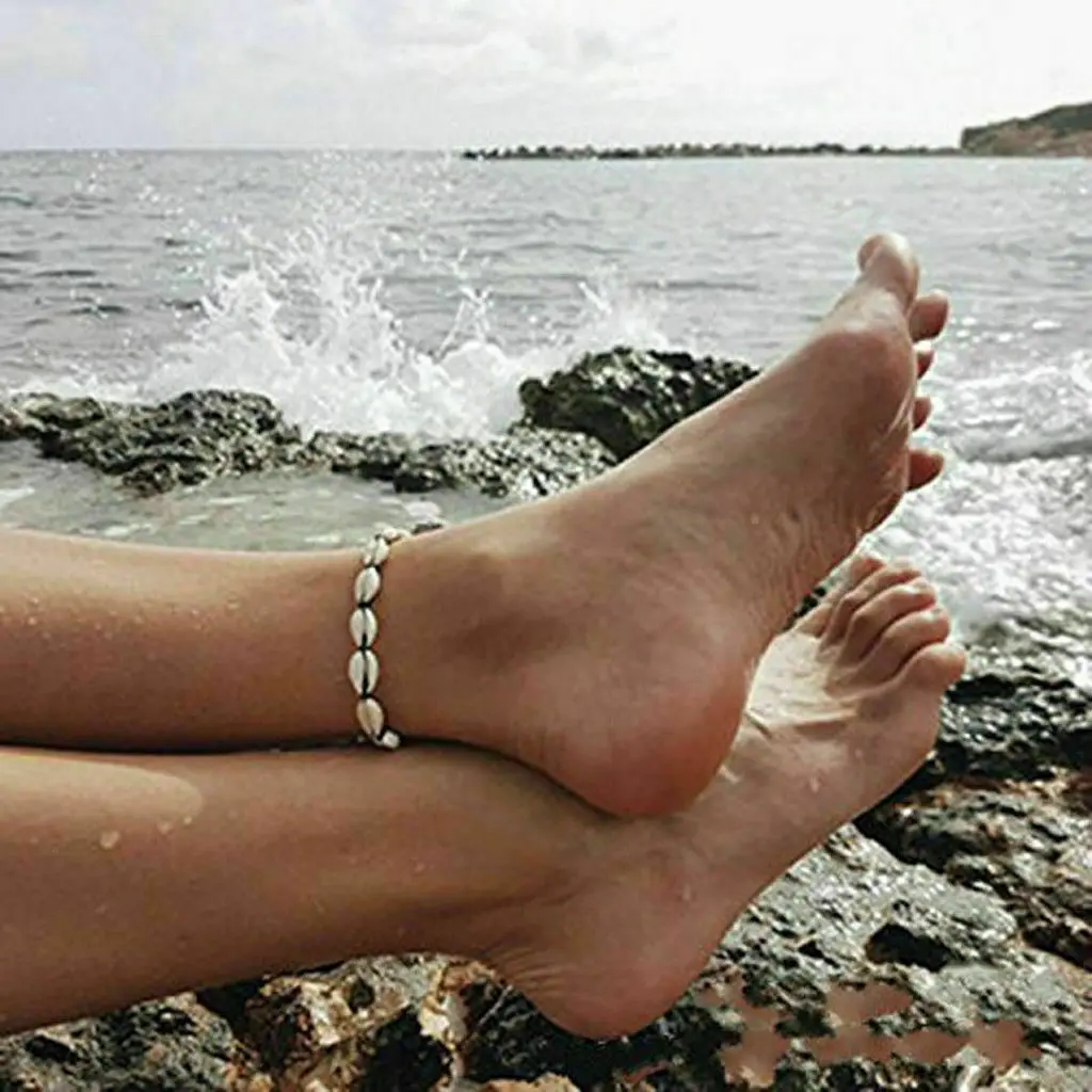 Богемные натуральные Cowrie бусины из ракушек ножной браслет ручной работы пляжная бижутерия для ног