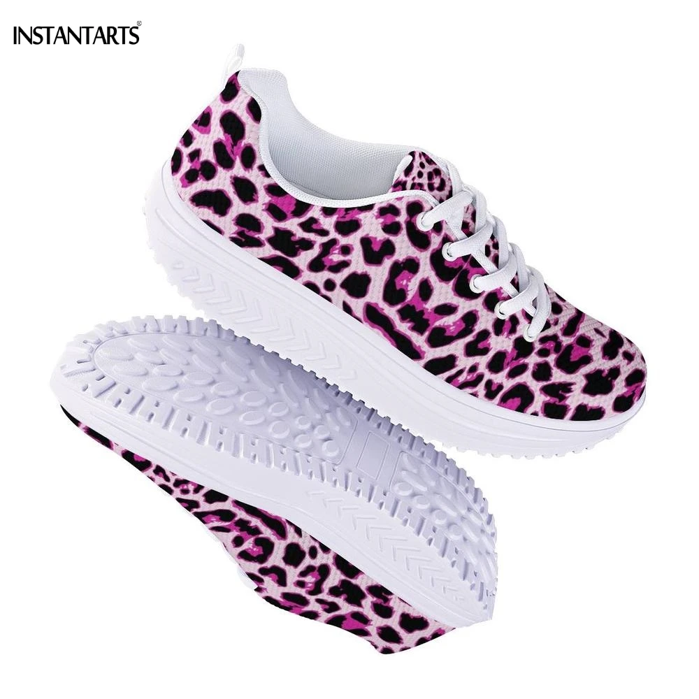 INSTANTARTS/фиолетовый Леопардовый узор; женская обувь для танцев; дышащие уличные кроссовки для фитнеса; спортивная обувь для похудения, визуально увеличивающая рост; спортивная обувь