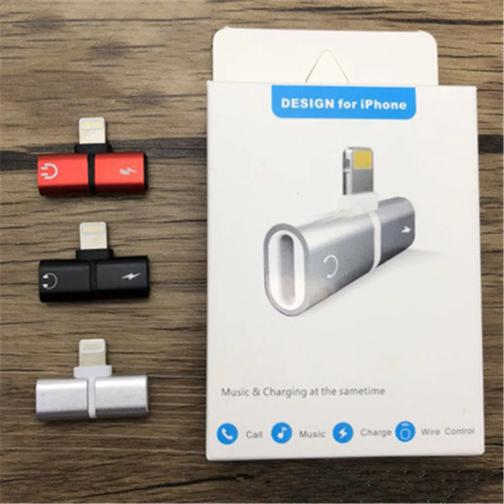 

2 in 1 Charger plug Earphone Adapter for iPhone 8 7 Plus X charger headphone plug 3.5mm double earphone splitter adaptadores