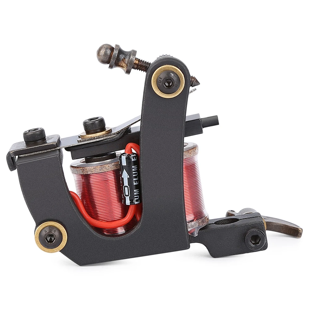 Professional Tattoo Machine 10 Wrap Coils Iron Black Shader Gun Machine