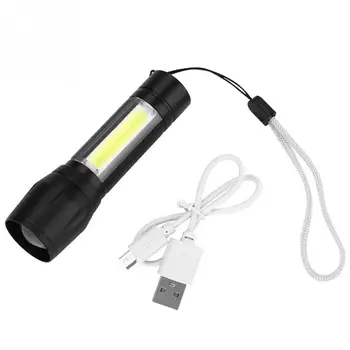 

Zoomable T6+COB LED Flashlight 3 Modes USB LED Flashlight Troch Rechargeable Outdoor Camping Hiking Fishing Flash Lamp Lantern