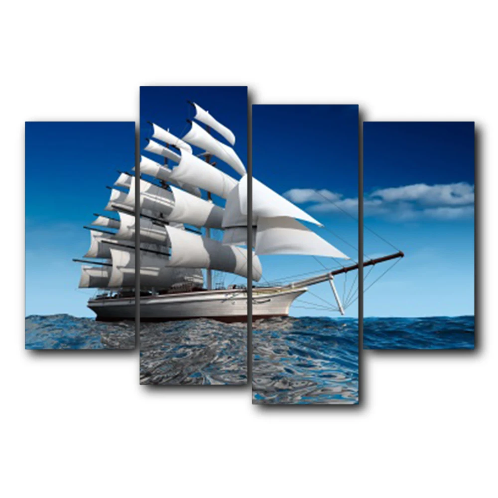 

No Frame Outdoor Landscape Sailboat Decorative Vintage Wall Art Abstract Canvas Oil Painting For Home Living Room Wedding Decor