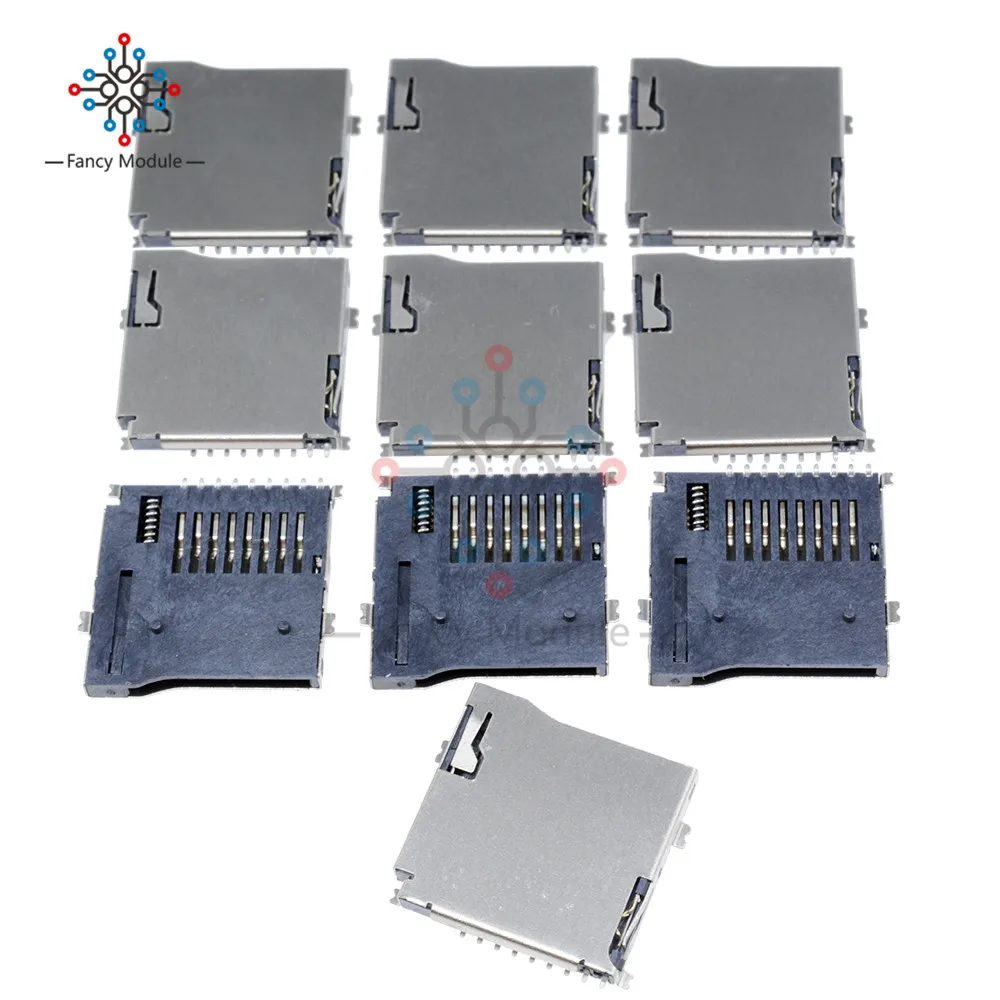 10Pcs TransFlash TF Micro Memory SD Card Self eject Socket Plug Adapter