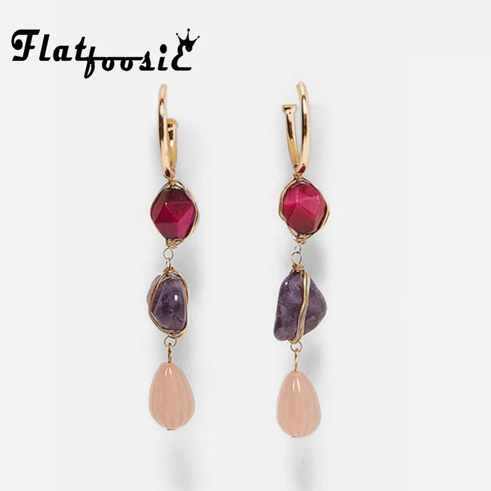 

Flatfoosie ZA Resin Handmade Dangle Earrings For Women Bohemian Vintage Statement Elegant Long Drop Earring Female Charm Jewelry