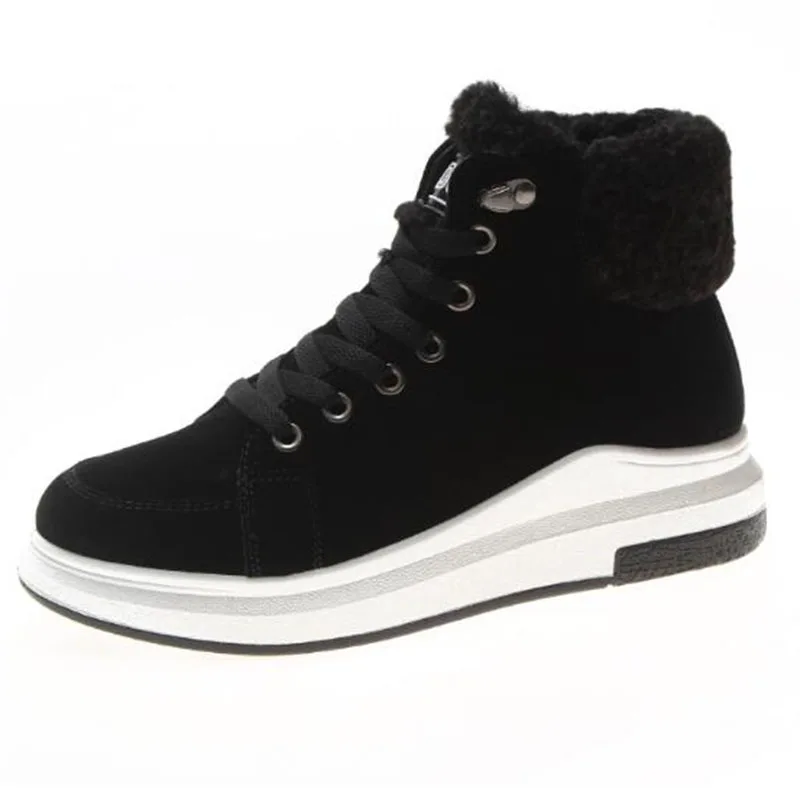 COVOYYAR Comfort Women Sneakers 2019 Platform Snow Boots Women Winter Shoes High Top Lace Up Wedges Casual Shoes WSN727