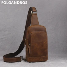 FOLGANDROS натуральная кожа нагрудная сумка мужская ручная Дорожная сумка на ремне через плечо винтажная нагрудная сумка для подростка