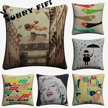 

Nordic Style Paris Landscape Decorative DIY Pillow Covers For Sofa Home Decor Linen Cushion Case 45x45cm Throw Pillow Cases
