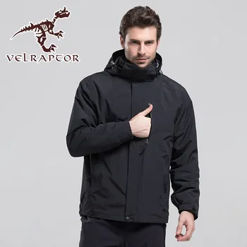 

Men's Winter Solid Color Fleece Lining Hiking Jacket 2 Pieces Hat Liner Detachable Waterproof Outdoor Windbreaker