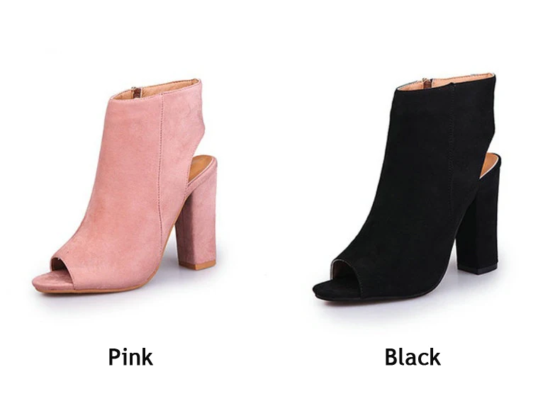 Women's Boots' Women Square Heel Ankle Boots For Women Open Peep Toe Large Size 43 Ladies Ankle Boots Spring Fashion Boot Summer (10)