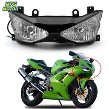 Для 03-04 Kawasaki Ninja ZX-6R ZX6R мотоцикл спереди головной светильник светодиодные противотуманные лампы фары в сборе 2003-2004