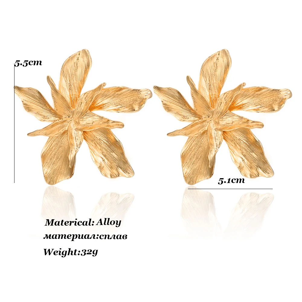 RscvonM золото серебро в форме цветка сережки-гвоздики большие Многослойные массивные праздничные металлические звезды модные ювелирные изделия для женщин