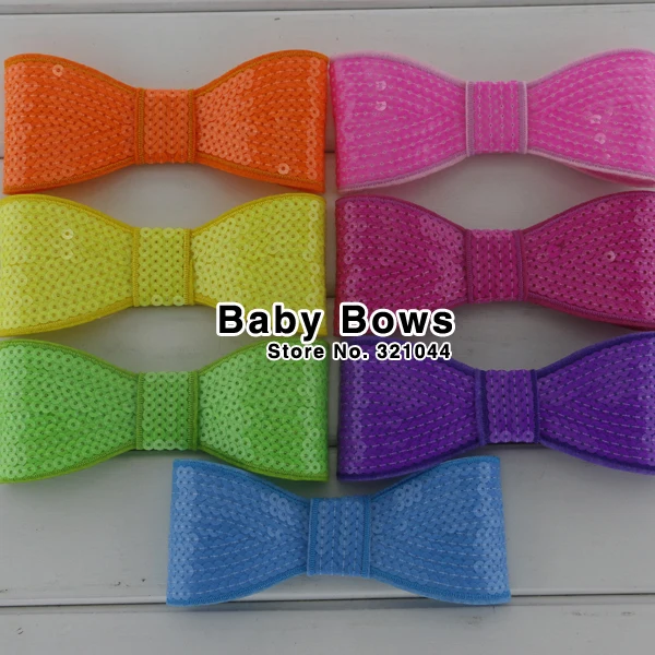 700pcs/lot Wholesale Big Infant Neon Bows Knot Applique Handmade Sequin