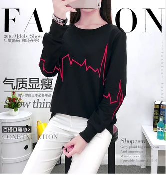 

5xl plus big size blusas feminina spring autumn winter 2017 korean women new black tshirts female A2556