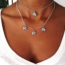 

17IF Fashion Vintage Multilayer OM Design Pendant Necklace Sexy Bohemia Elephant Chain Necklace for Women Jewelry Gift 2018