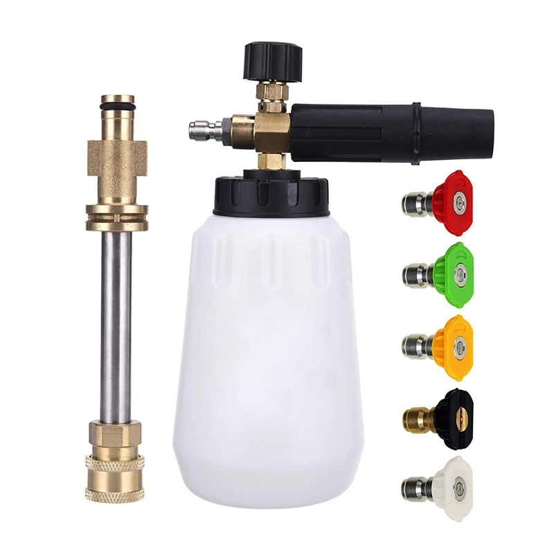 

1000Ml Foam Cannon, Replacement Parts for Sun Joe Spx Series Pressure Washer, Adjustable Snow Foam Lance with 5 Spray Nozzle T