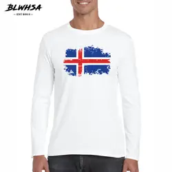 BLWHSA Исландия Флаг Дизайн Для мужчин футболка новая Фитнес футболка Для мужчин с круглым вырезом 100% хлопок с длинным рукавом Мужской Осень