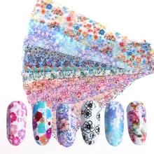 16 шт. 4*20 см голографическая переводная наклейка для ногтей Набор наклеек для ногтей цветы смешанный дизайн ногтей Маникюрные украшения обертывания