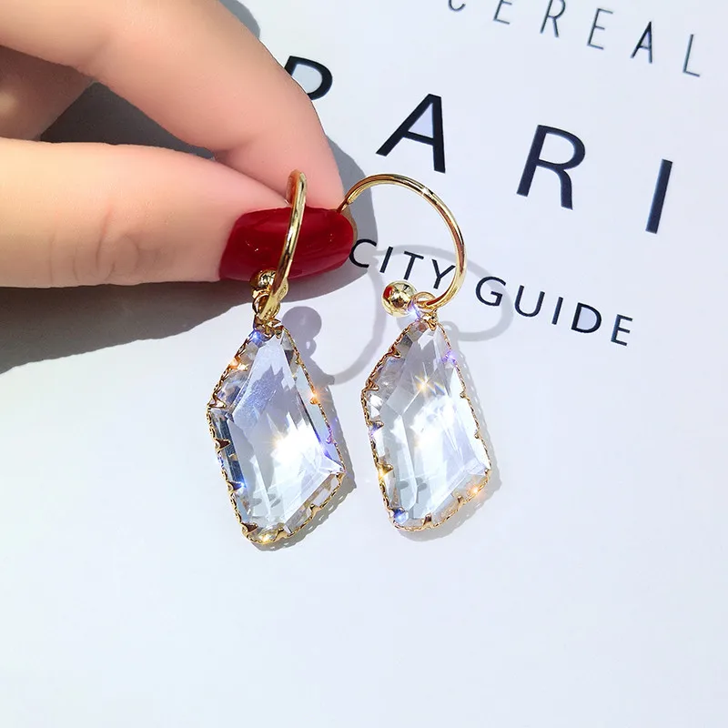 

FYUAN Korea Geometric Drop Earrings for Women Bijoux Irregular Transparent Crystal Drop Earrings Statement Earring Jewelry Gifts