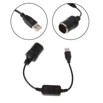 

USB Male To 12V Car Cigarette Lighter Socket Female Power Converter Adapter Cable X6HA