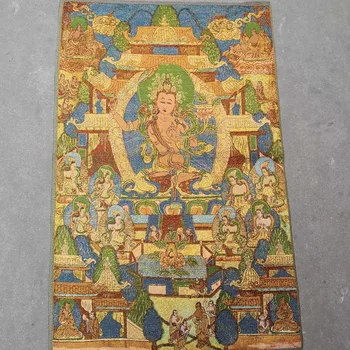 

China old Tibet silk Thangka like hanging painting fengshui White Tara portrait