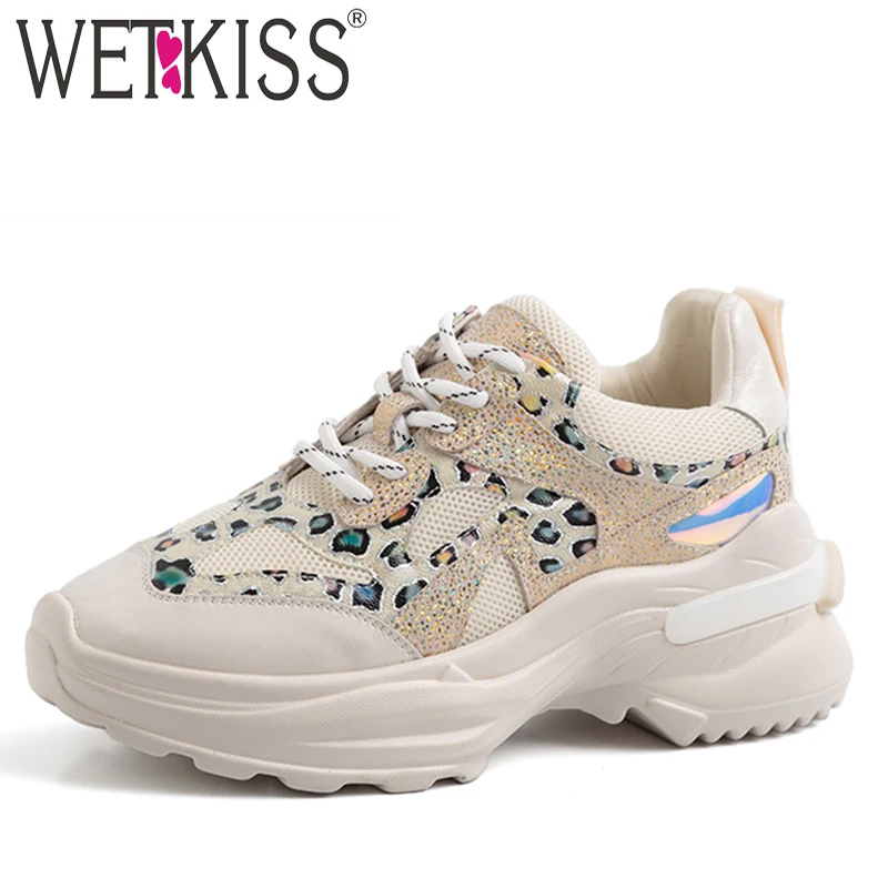 

WETKISS Leather Flats Women Square Toe Footwear Platform Casual Bling Colorful Shoes Female Clunky Sneakers Shoes Woman Summer