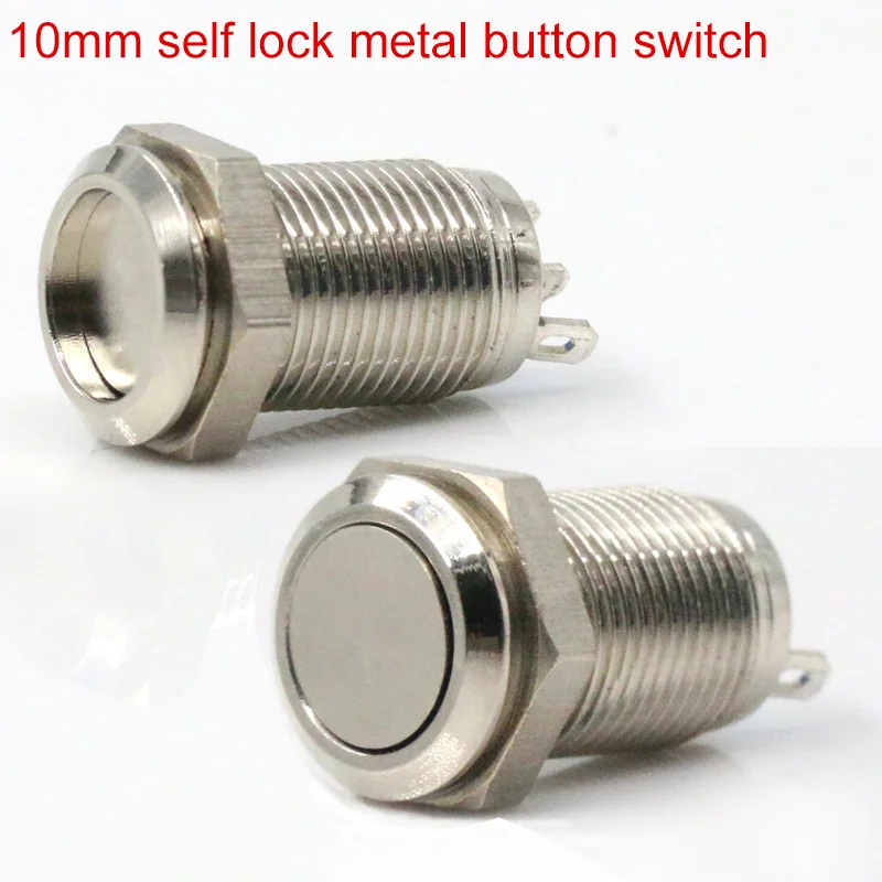 

10mm metal button switch lock self lock often open one often closed high head or flat head