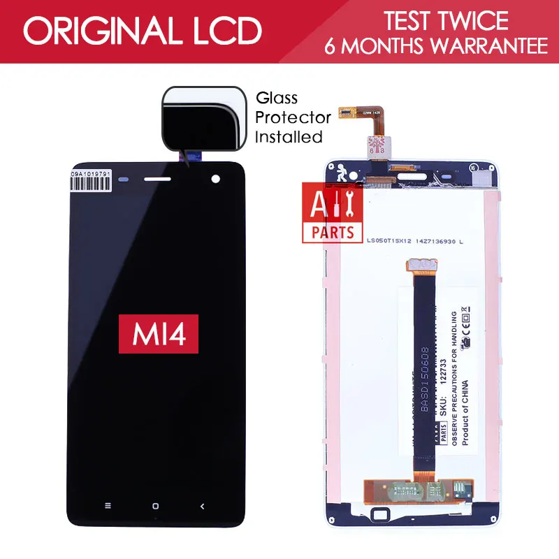 100 Tested Original Black White TFT 1920x1080 For XIAOMI MI4 Screen LCD Display with Touch Screen