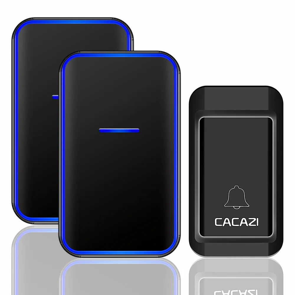 CACAZI беспроводной дверной звонок без аккумулятора 1 2 кнопки 1 2 3 приемника водонепроницаемый домашний автономный беспроводной дверной звонок - Цвет: 1 button 2 receiver