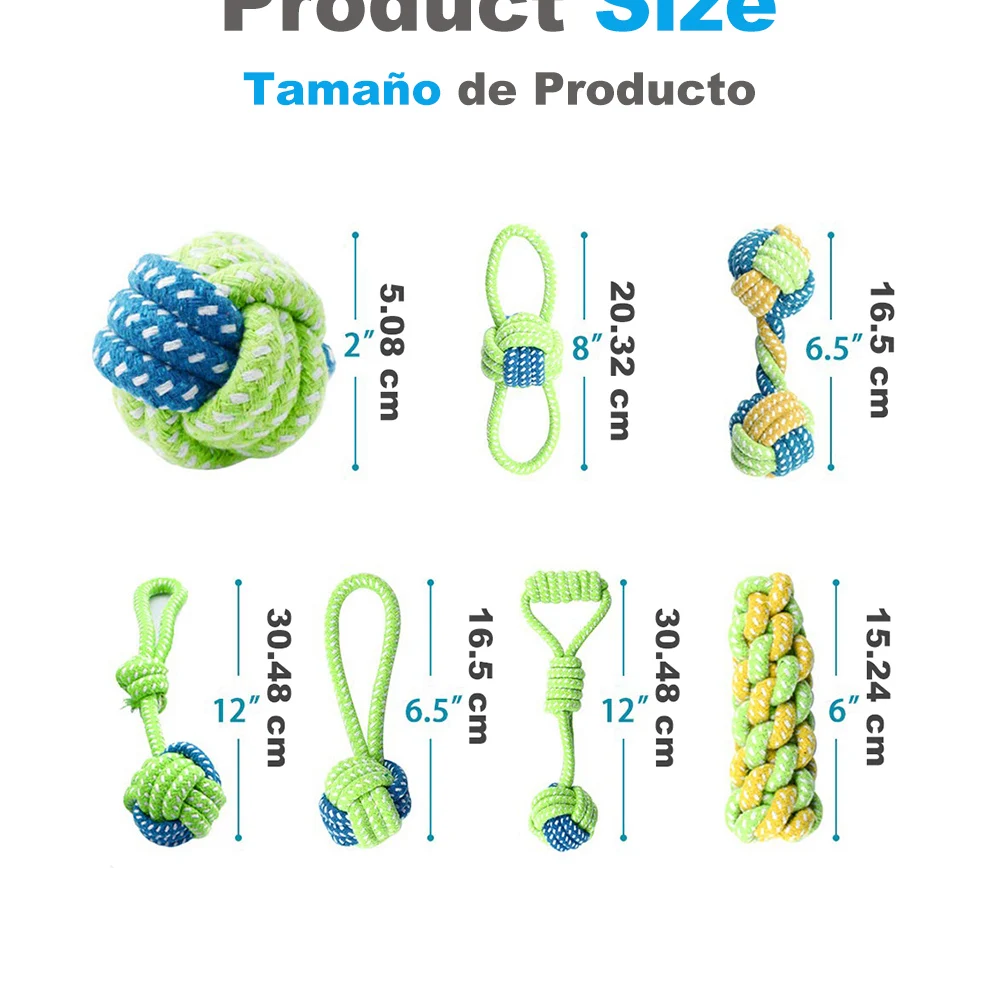 7 шт. веревка из хлопка для собак игрушка жевательный шар собака узел зубы игрушка для собак, очищающая зубы упаковка прочная большая