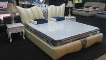 contemporary genuine leather bed modern bedroom furniture made in China
