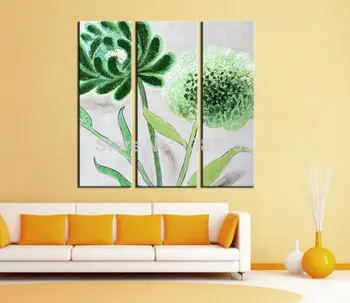 

Hand Painted Modern Abstract Canvas Oil Painting Flowers Set Of 3 Piece Wall Art Pictures Home Decoration Living Room