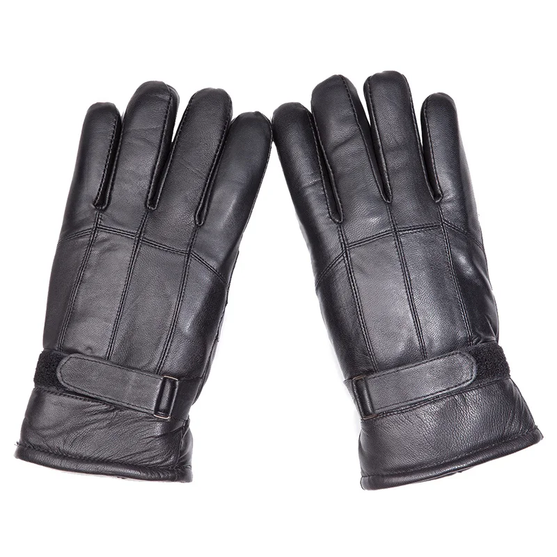 2019 Autumn and winter men's leather gloves ultra-thick warm wool fur mittens motorcycle battery car riding gloves men