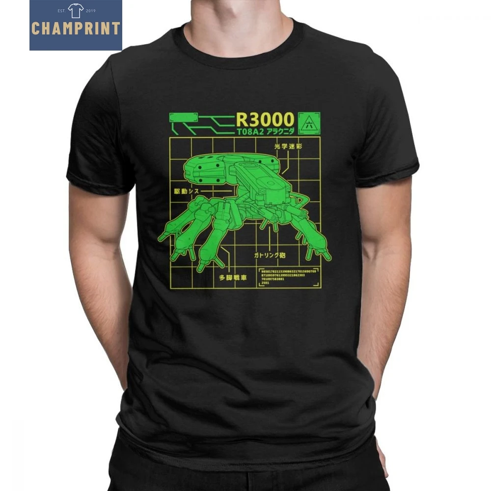 

Men Ghost in The Shell R3000 Database T-Shirts Funny Round Neck Short Sleeve Tops Cotton Graphic Tee Shirt Plus Size T Shirt