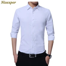 Мужская брендовая деловая рубашка, Мужская Осенняя Новая модная дизайнерская Однотонная рубашка хорошего качества, приталенная деловая рубашка размера плюс M-5XL